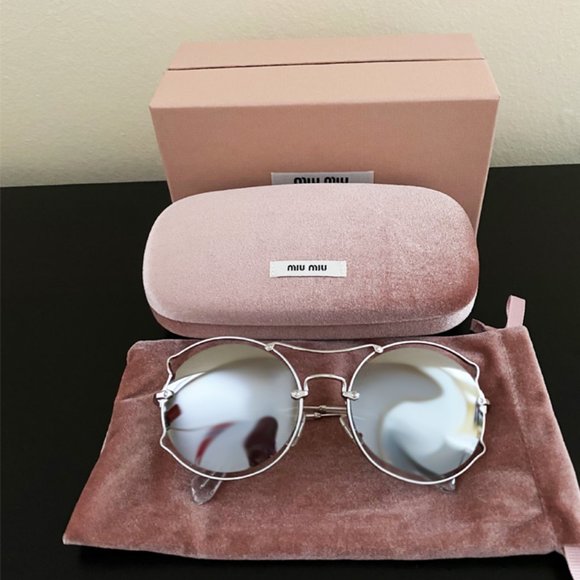 NWT Miu Miu Genuine Women's Silver Gray Sunglasses - Picture 1 of 4